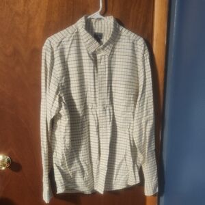 J. Crew Men's Cream and Black Checkered Shirt Jacket